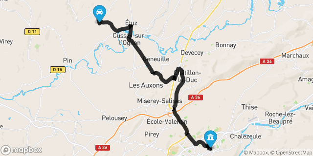 Itinéraire vers Besançon