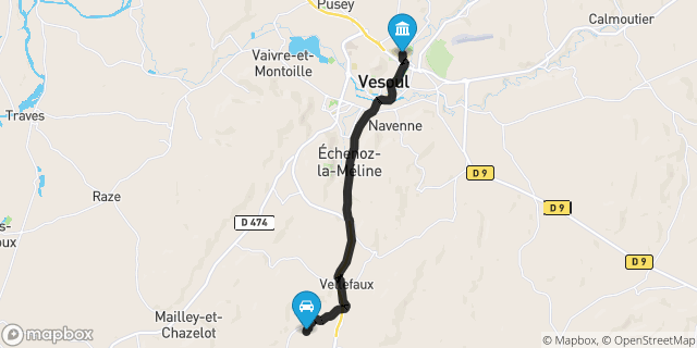 Itinéraire vers Vesoul