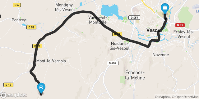 Itinéraire vers Vesoul