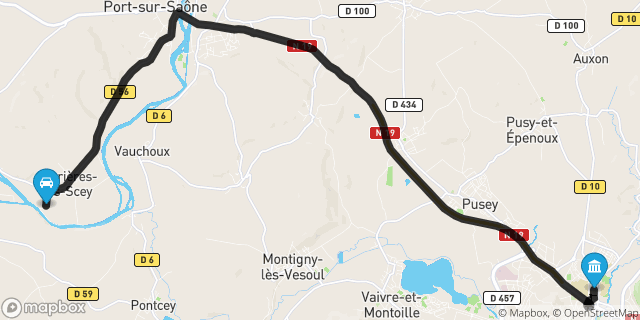 Itinéraire vers Vesoul