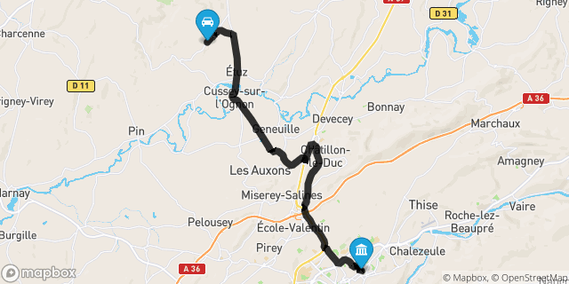 Itinéraire vers Besançon