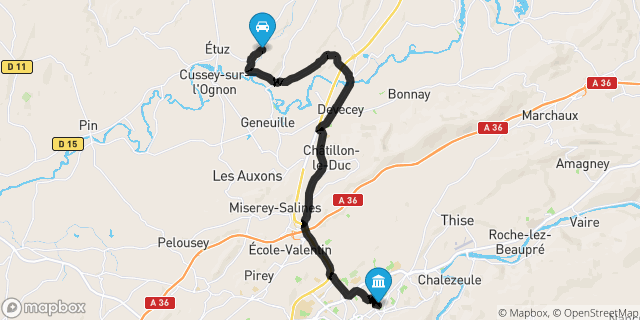Itinéraire vers Besançon