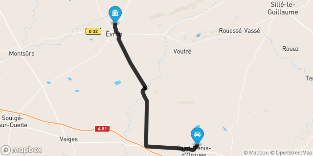 Itinéraire vers Évron