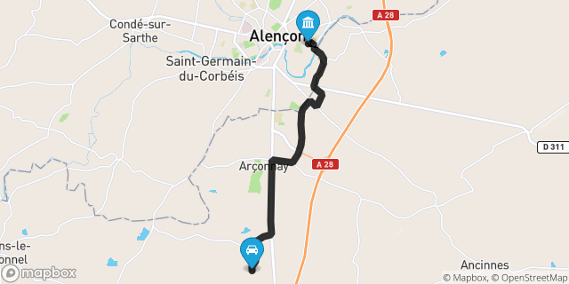 Itinéraire vers Alençon