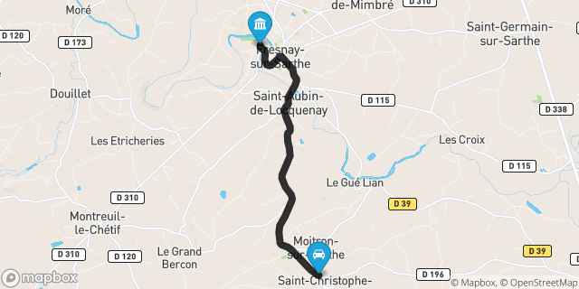 Itinéraire vers Fresnay-sur-Sarthe