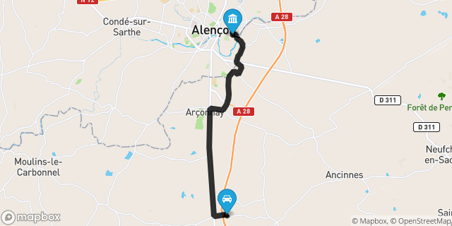 Itinéraire vers Alençon