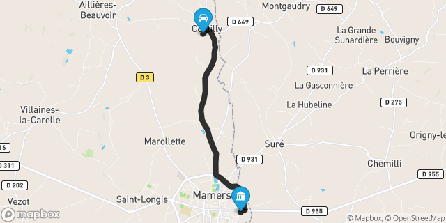 Itinéraire vers Mamers