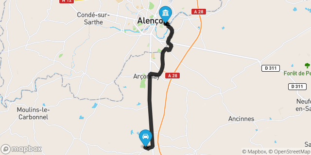 Itinéraire vers Alençon
