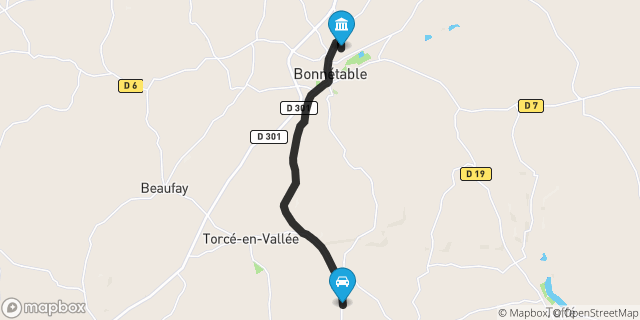 Itinéraire vers Bonnétable