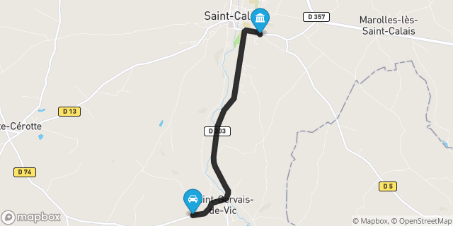 Itinéraire vers Saint-Calais