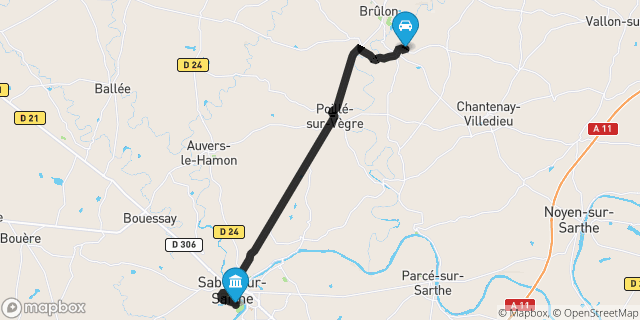 Itinéraire vers Sablé-sur-Sarthe