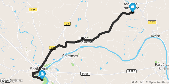 Itinéraire vers Sablé-sur-Sarthe
