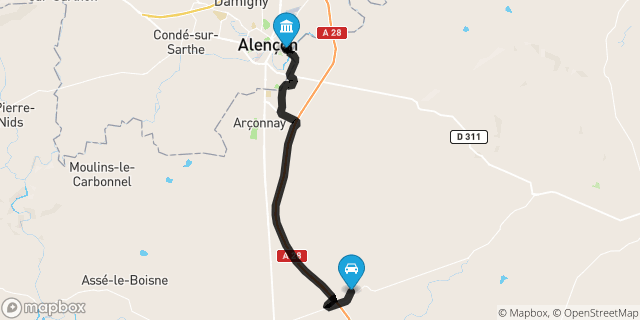 Itinéraire vers Alençon