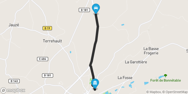 Itinéraire vers Bonnétable
