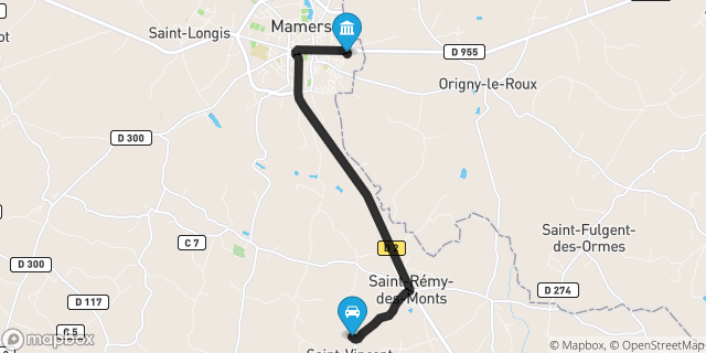 Itinéraire vers Mamers