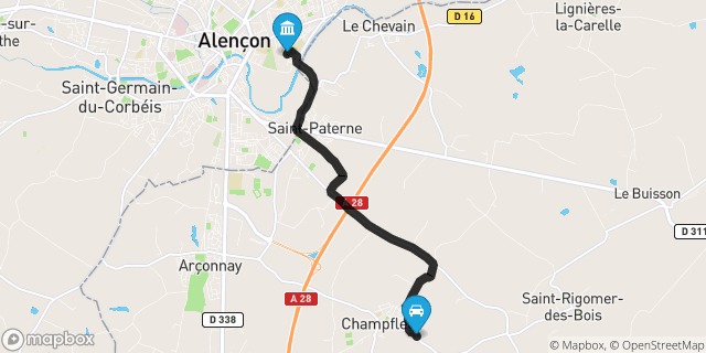 Itinéraire vers Alençon