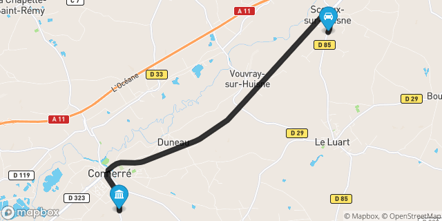 Itinéraire vers Connerré