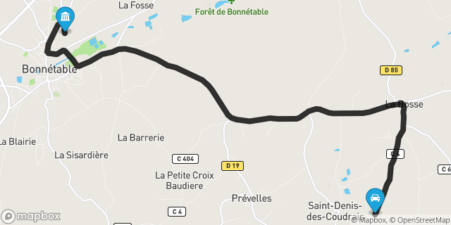 Itinéraire vers Bonnétable