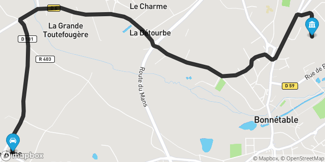 Itinéraire vers Bonnétable