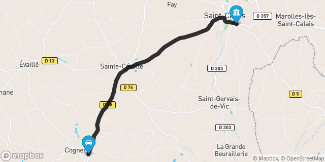 Itinéraire vers Saint-Calais