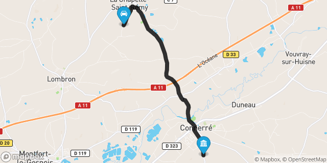 Itinéraire vers Connerré