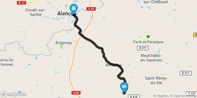 Itinéraire vers Alençon
