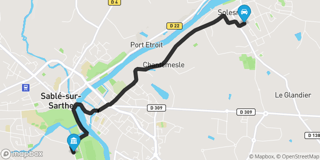 Itinéraire vers Sablé-sur-Sarthe
