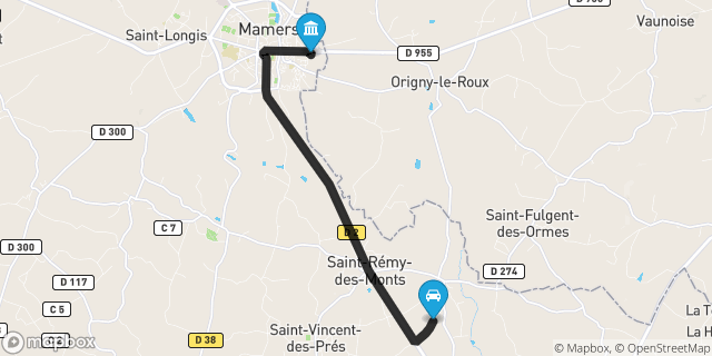 Itinéraire vers Mamers