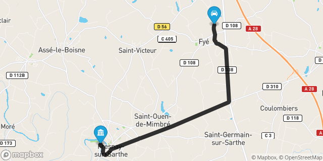 Itinéraire vers Fresnay-sur-Sarthe