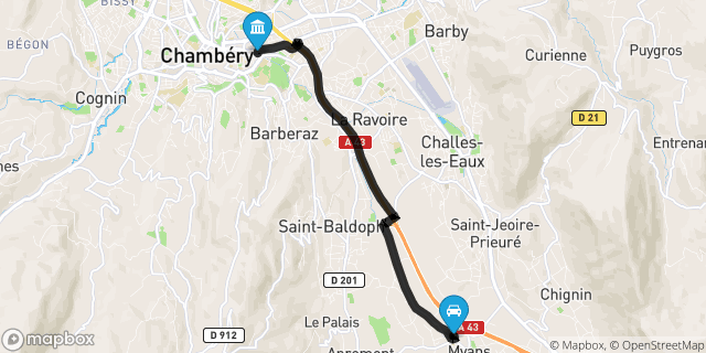 Itinéraire vers Chambéry