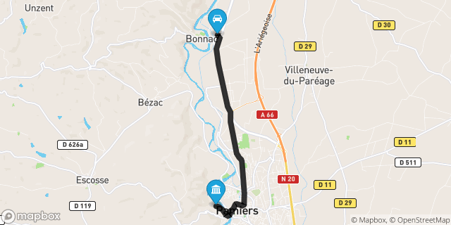 Itinéraire vers Pamiers
