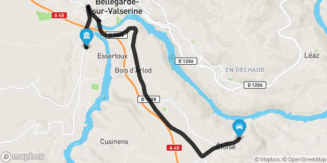 Itinéraire vers Bellegarde-sur-Valserine