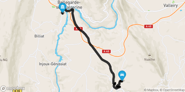 Itinéraire vers Bellegarde-sur-Valserine