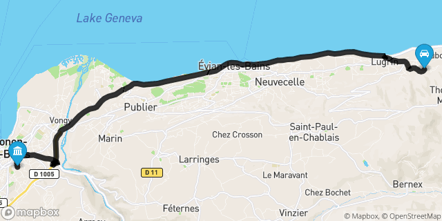 Itinéraire vers Thonon-les-Bains