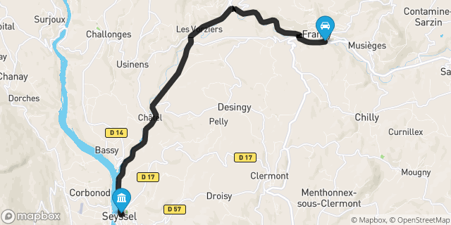 Itinéraire vers Seyssel