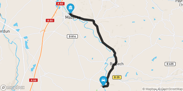 Itinéraire vers Mazères