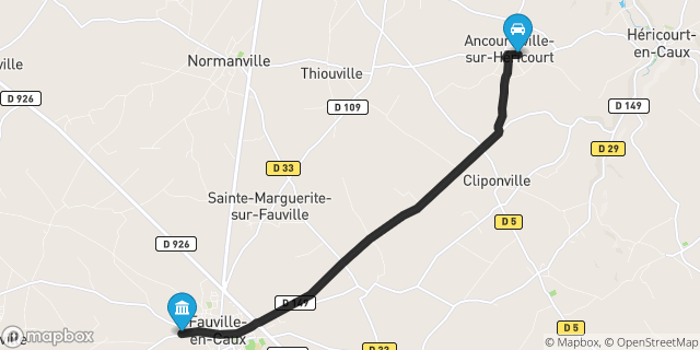 Itinéraire vers Fauville-en-Caux