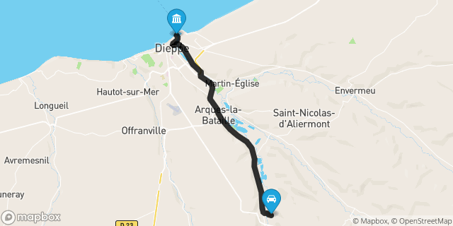 Itinéraire vers Dieppe