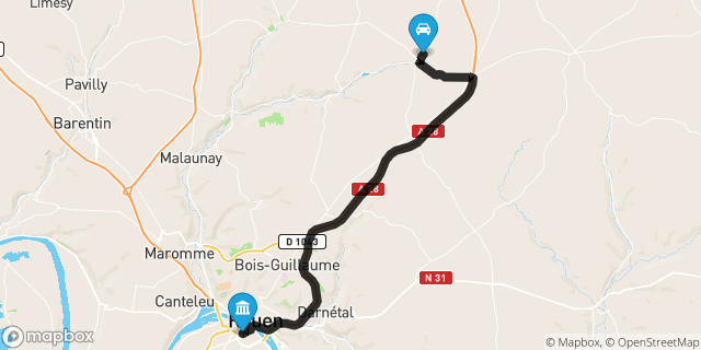 Itinéraire vers Rouen