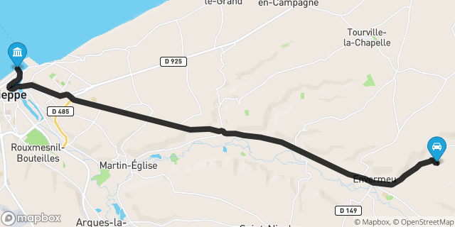 Itinéraire vers Dieppe
