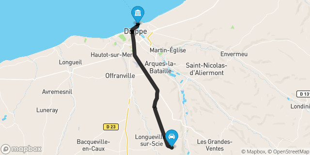 Itinéraire vers Dieppe