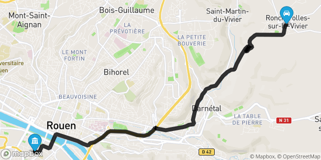 Itinéraire vers Rouen