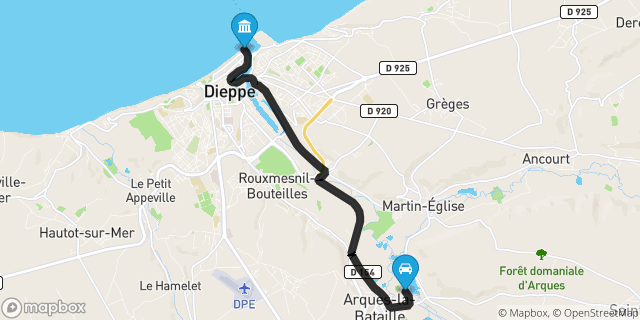 Itinéraire vers Dieppe