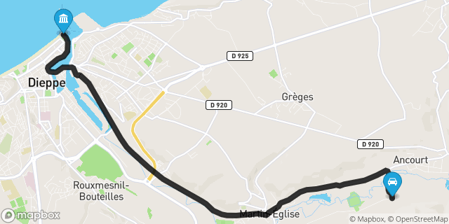 Itinéraire vers Dieppe