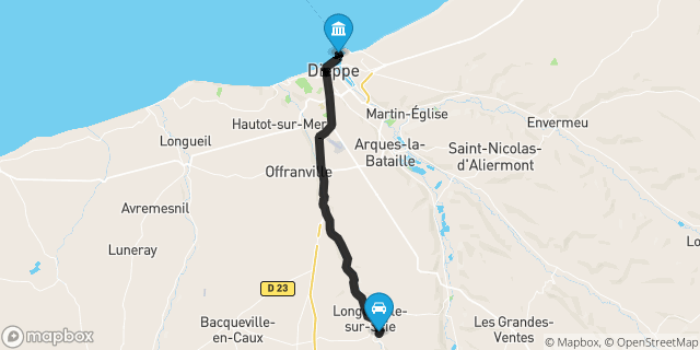 Itinéraire vers Dieppe