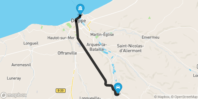 Itinéraire vers Dieppe