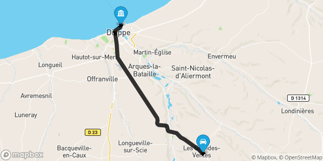 Itinéraire vers Dieppe