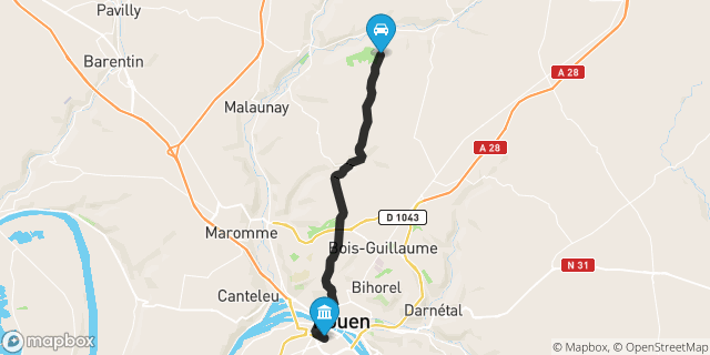Itinéraire vers Rouen