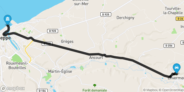 Itinéraire vers Dieppe