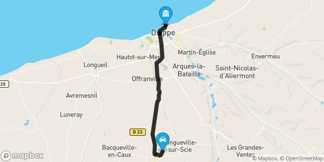 Itinéraire vers Dieppe